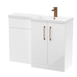 Bathroom Combination Vanity Unit with Basin & WC, Right Hand, 1100mm x 390mm - Choice of Colour and Handle Finish