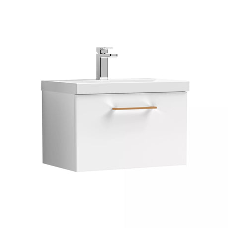 Bramshall Wall Hung 1 Drawer Vanity Unit with Mid-Edge Ceramic Basin - Choice of Colour, Handle Finish and Size