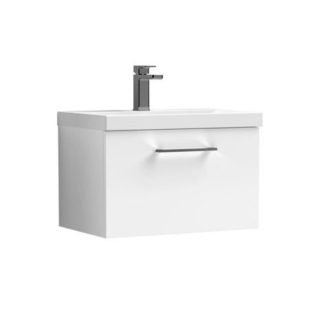 Bramshall Wall Hung 1 Drawer Vanity Unit with Mid-Edge Ceramic Basin - Choice of Colour, Handle Finish and Size