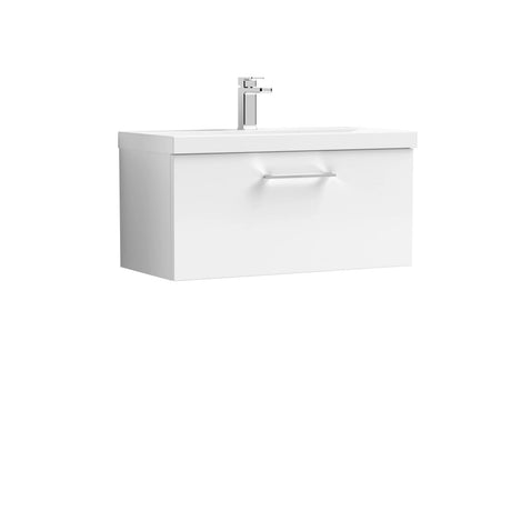 Bramshall Wall Hung 1 Drawer Vanity Unit with Mid-Edge Ceramic Basin - Choice of Colour, Handle Finish and Size