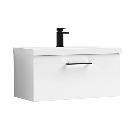 Bramshall Wall Hung 1 Drawer Vanity Unit with Mid-Edge Ceramic Basin - Choice of Colour, Handle Finish and Size