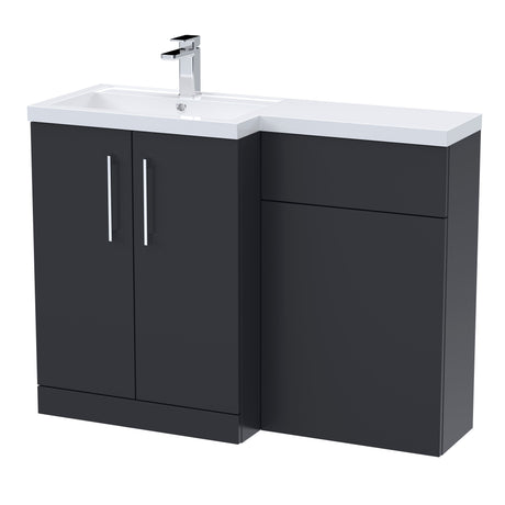 Bathroom Combination Vanity Unit with Basin & WC, Left Hand, 1100mm x 390mm - Choice of Colour and Handle Finish