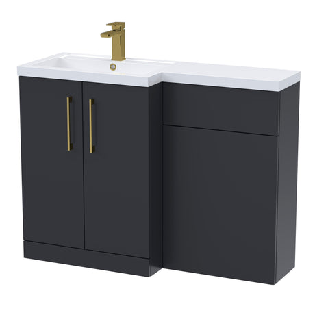 Bathroom Combination Vanity Unit with Basin & WC, Left Hand, 1100mm x 390mm - Choice of Colour and Handle Finish