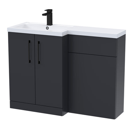 Bathroom Combination Vanity Unit with Basin & WC, Left Hand, 1100mm x 390mm - Choice of Colour and Handle Finish