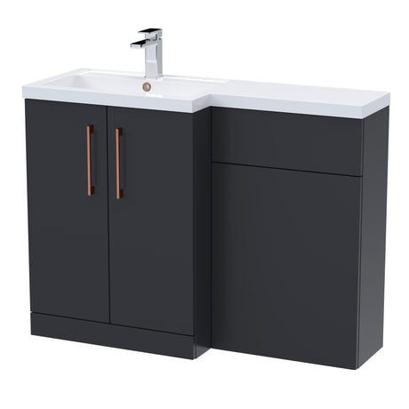 Bathroom Combination Vanity Unit with Basin & WC, Left Hand, 1100mm x 390mm - Choice of Colour and Handle Finish
