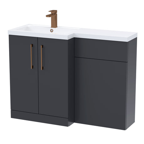 Bathroom Combination Vanity Unit with Basin & WC, Left Hand, 1100mm x 390mm - Choice of Colour and Handle Finish