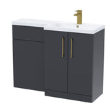 Bathroom Combination Vanity Unit with Basin & WC, Right Hand, 1100mm x 390mm - Choice of Colour and Handle Finish