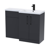 Bathroom Combination Vanity Unit with Basin & WC, Right Hand, 1100mm x 390mm - Choice of Colour and Handle Finish