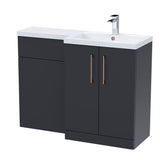 Bathroom Combination Vanity Unit with Basin & WC, Right Hand, 1100mm x 390mm - Choice of Colour and Handle Finish