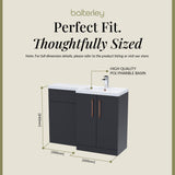 Bathroom Combination Vanity Unit with Basin & WC, Right Hand, 1100mm x 390mm - Choice of Colour and Handle Finish