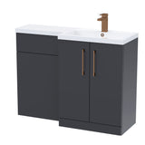 Bathroom Combination Vanity Unit with Basin & WC, Right Hand, 1100mm x 390mm - Choice of Colour and Handle Finish