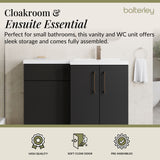 Bathroom Combination Vanity Unit with Basin & WC, Right Hand, 1100mm x 390mm - Choice of Colour and Handle Finish