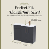 Bathroom Combination Vanity Unit with Basin & WC, Right Hand, 1100mm x 390mm - Choice of Colour and Handle Finish
