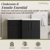 Bathroom Combination Vanity Unit with Basin & WC, Right Hand, 1100mm x 390mm - Choice of Colour and Handle Finish