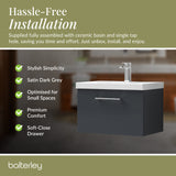 Wall Hung 1 Drawer Vanity Unit with Mid-Edge Ceramic Basin - Choice of Colour, Handle Finish and Size