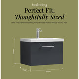 Wall Hung 1 Drawer Vanity Unit with Mid-Edge Ceramic Basin - Choice of Colour, Handle Finish and Size