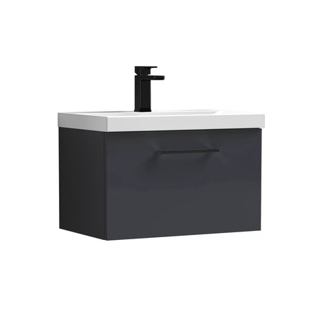 Bramshall Wall Hung 1 Drawer Vanity Unit with Mid-Edge Ceramic Basin - Choice of Colour, Handle Finish and Size