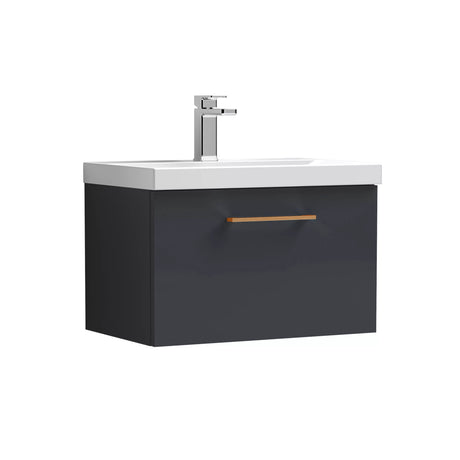 Bramshall Wall Hung 1 Drawer Vanity Unit with Mid-Edge Ceramic Basin - Choice of Colour, Handle Finish and Size