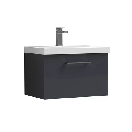 Bramshall Wall Hung 1 Drawer Vanity Unit with Mid-Edge Ceramic Basin - Choice of Colour, Handle Finish and Size