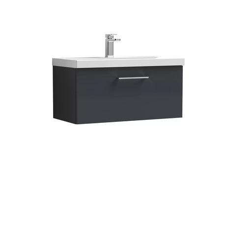 Bramshall Wall Hung 1 Drawer Vanity Unit with Mid-Edge Ceramic Basin - Choice of Colour, Handle Finish and Size