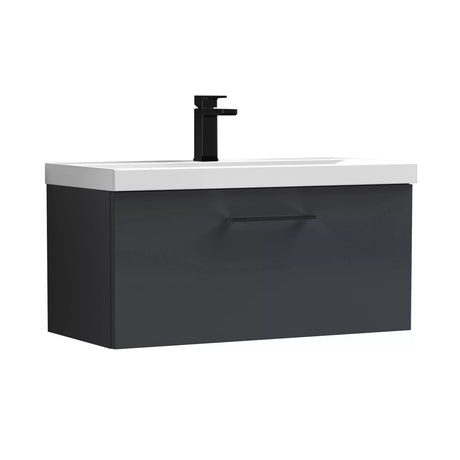 Bramshall Wall Hung 1 Drawer Vanity Unit with Mid-Edge Ceramic Basin - Choice of Colour, Handle Finish and Size