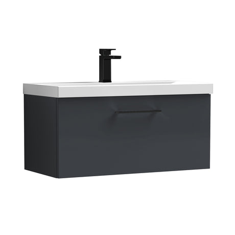 Wall Hung 1 Drawer Vanity Unit with Mid-Edge Ceramic Basin - Choice of Colour, Handle Finish and Size