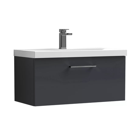 Bramshall Wall Hung 1 Drawer Vanity Unit with Mid-Edge Ceramic Basin - Choice of Colour, Handle Finish and Size