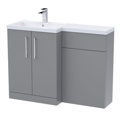 Bathroom Combination Vanity Unit with Basin & WC, Left Hand, 1100mm x 390mm - Choice of Colour and Handle Finish