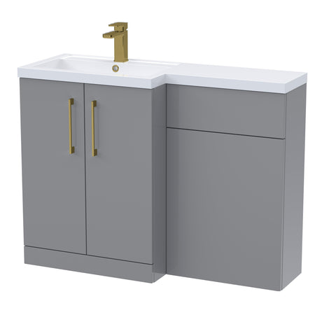 Bathroom Combination Vanity Unit with Basin & WC, Left Hand, 1100mm x 390mm - Choice of Colour and Handle Finish
