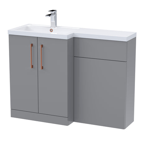 Bathroom Combination Vanity Unit with Basin & WC, Left Hand, 1100mm x 390mm - Choice of Colour and Handle Finish