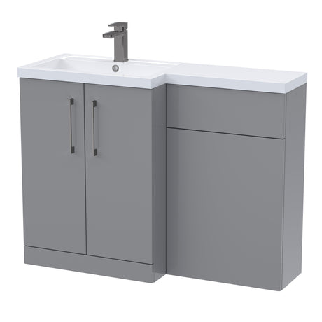 Bathroom Combination Vanity Unit with Basin & WC, Left Hand, 1100mm x 390mm - Choice of Colour and Handle Finish