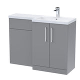 Bathroom Combination Vanity Unit with Basin & WC, Right Hand, 1100mm x 390mm - Choice of Colour and Handle Finish
