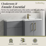 Bathroom Combination Vanity Unit with Basin & WC, Right Hand, 1100mm x 390mm - Choice of Colour and Handle Finish