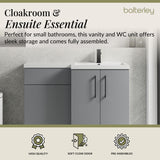 Bathroom Combination Vanity Unit with Basin & WC, Right Hand, 1100mm x 390mm - Choice of Colour and Handle Finish