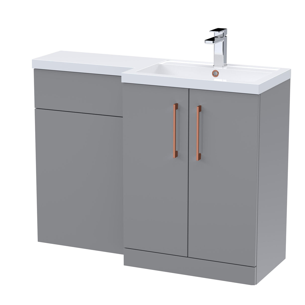 Bathroom Combination Vanity Unit with Basin & WC, Right Hand, 1100mm x 390mm - Choice of Colour and Handle Finish