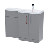 Bathroom Combination Vanity Unit with Basin & WC, Right Hand, 1100mm x 390mm - Choice of Colour and Handle Finish