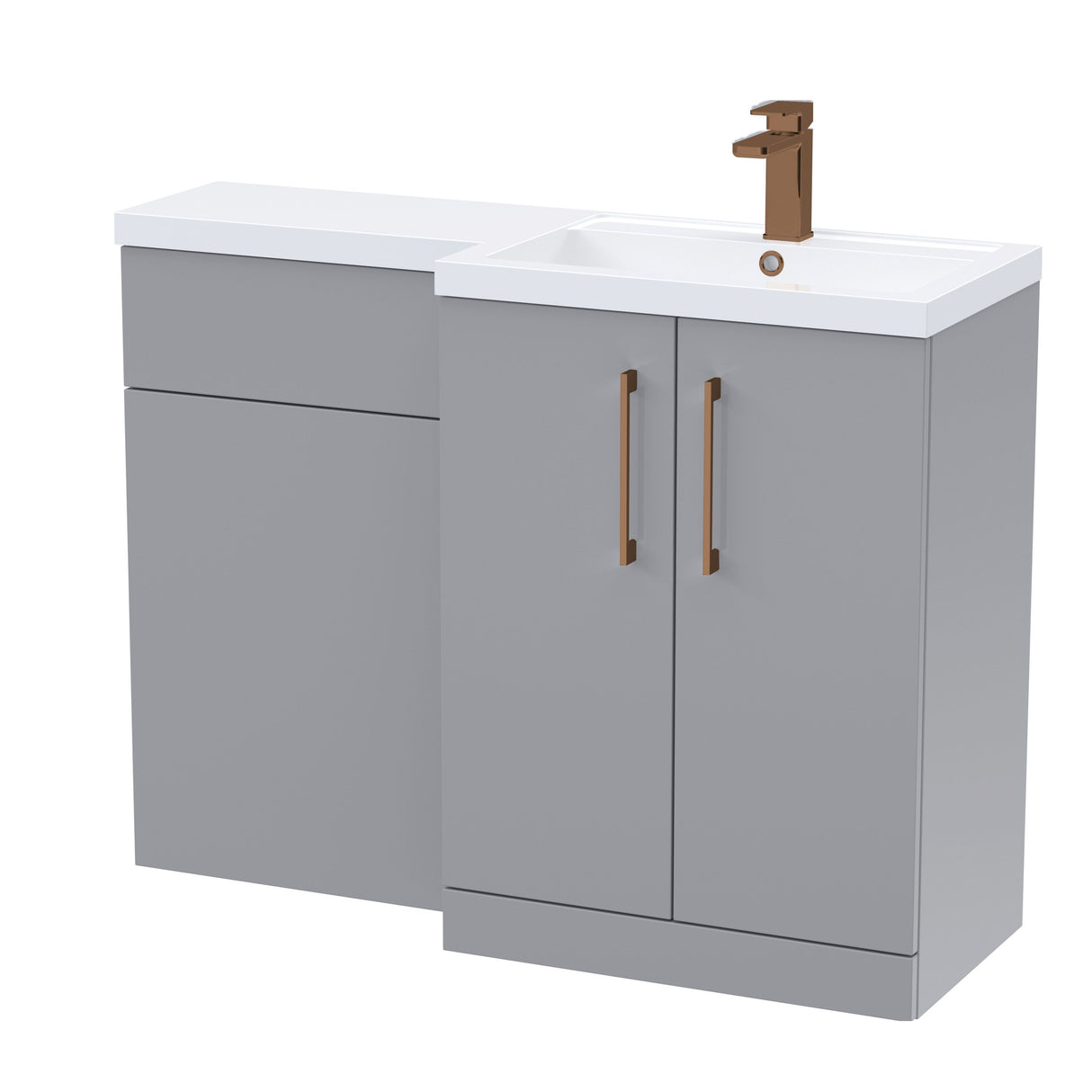 Bathroom Combination Vanity Unit with Basin & WC, Right Hand, 1100mm x 390mm - Choice of Colour and Handle Finish