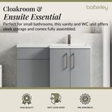 Bathroom Combination Vanity Unit with Basin & WC, Right Hand, 1100mm x 390mm - Choice of Colour and Handle Finish