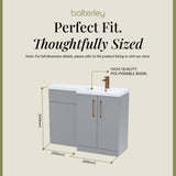 Bathroom Combination Vanity Unit with Basin & WC, Right Hand, 1100mm x 390mm - Choice of Colour and Handle Finish
