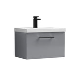 Wall Hung 1 Drawer Vanity Unit with Mid-Edge Ceramic Basin - Choice of Colour, Handle Finish and Size