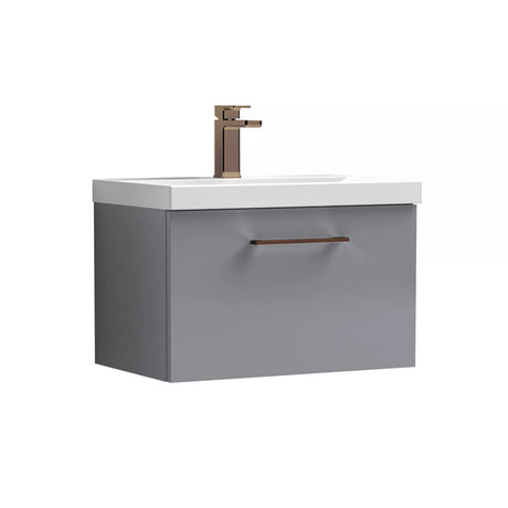 Bramshall Wall Hung 1 Drawer Vanity Unit with Mid-Edge Ceramic Basin - Choice of Colour, Handle Finish and Size
