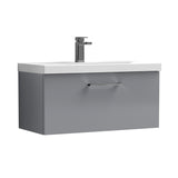 Wall Hung 1 Drawer Vanity Unit with Mid-Edge Ceramic Basin - Choice of Colour, Handle Finish and Size