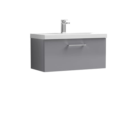 Bramshall Wall Hung 1 Drawer Vanity Unit with Mid-Edge Ceramic Basin - Choice of Colour, Handle Finish and Size