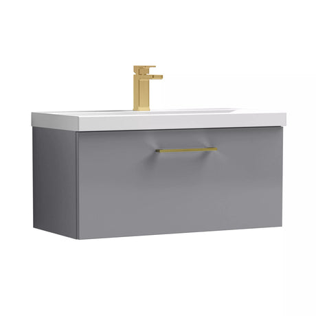 Bramshall Wall Hung 1 Drawer Vanity Unit with Mid-Edge Ceramic Basin - Choice of Colour, Handle Finish and Size