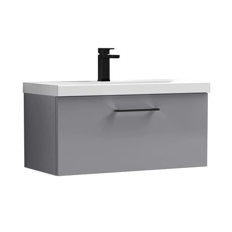 Bramshall Wall Hung 1 Drawer Vanity Unit with Mid-Edge Ceramic Basin - Choice of Colour, Handle Finish and Size