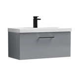 Wall Hung 1 Drawer Vanity Unit with Mid-Edge Ceramic Basin - Choice of Colour, Handle Finish and Size