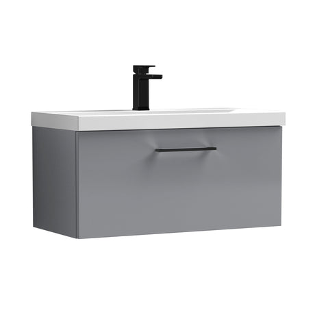 Wall Hung 1 Drawer Vanity Unit with Mid-Edge Ceramic Basin - Choice of Colour, Handle Finish and Size