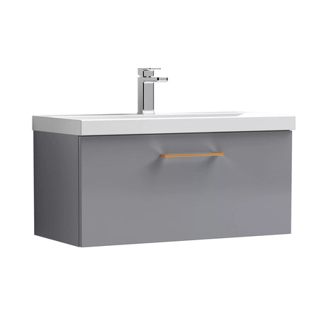 Bramshall Wall Hung 1 Drawer Vanity Unit with Mid-Edge Ceramic Basin - Choice of Colour, Handle Finish and Size