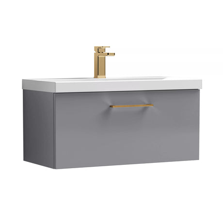 Bramshall Wall Hung 1 Drawer Vanity Unit with Mid-Edge Ceramic Basin - Choice of Colour, Handle Finish and Size