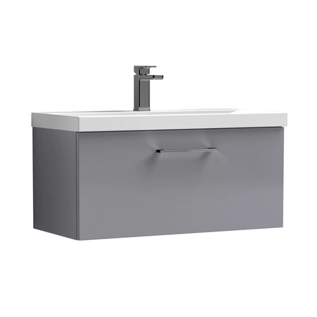 Bramshall Wall Hung 1 Drawer Vanity Unit with Mid-Edge Ceramic Basin - Choice of Colour, Handle Finish and Size